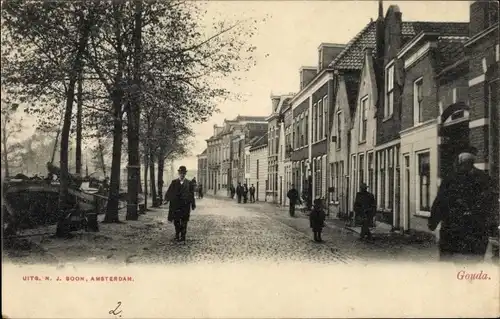 Ak Gouda Südholland Niederlande, Straßenpartie