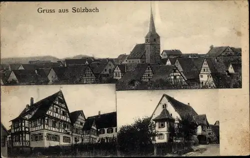Ak Sulzbach in Oberösterreich, Teilansicht, Gasthof, Fachwerkhaus