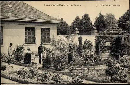 Ak Speyer am Oberrhein Rheinland Pfalz, Le Jardin Entrée, Infirmerie Hôpital