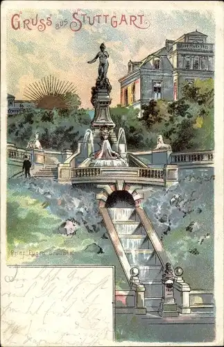 Sonnenschein Litho Stuttgart in Baden Württemberg, Prinz Eugen Brunnen