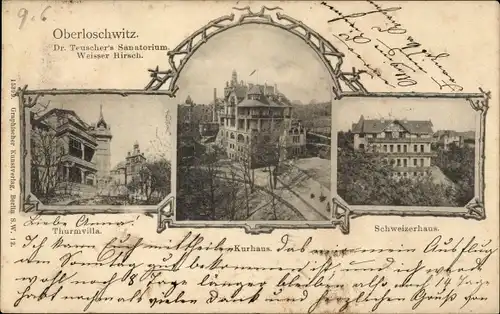 Ak Dresden Loschwitz, Oberloschwitz, Dr. Teuschers Sanatorium Weißer Hirsch, Turmvilla, Kurhaus