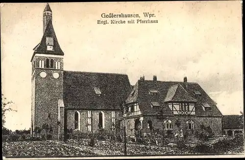 Ak Jabłonowo Pomorskie Goßlershausen Westpreußen, Evang. Kirche, Pfarrhaus