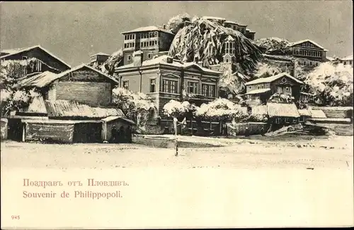 Ak Plovdiv Plowdiw Bulgarien, Teilansicht im Winter