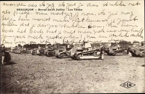 Ak Besançon Doubs, Revue du 14 Juillet, Les Tanks