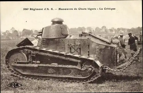 Ak 506e Regiment d'A.S. Manoeuvre de Chars legers, La Critique, Panzer, I. WK