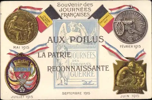 Ak Souvenit des Journees Francaises, Journee du Petit Drapeau Belge, Septembre 1915