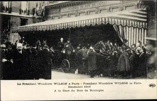 Ak President Woodrow Wilson a Paris, Decembre 1918, A la Gare du Bois de Boulogne