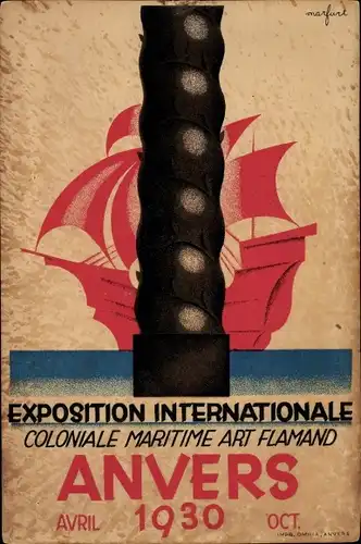 Künstler Ak Anvers Antwerpen Flandern, Exposition Internationale Coloniale Maritime 1930