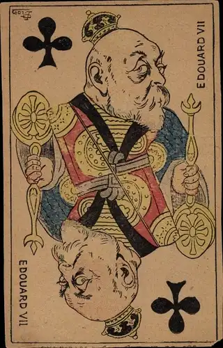 Künstler Ak König Eduard VII. von England, King Edward VII., Spielkarte, Karikatur