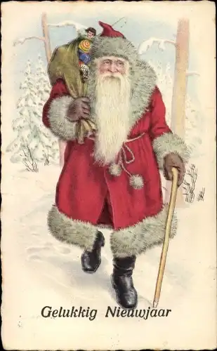 Ak Glückwunsch Neujahr, Gelukkig Nieuwjaar, Weihnachtsmann