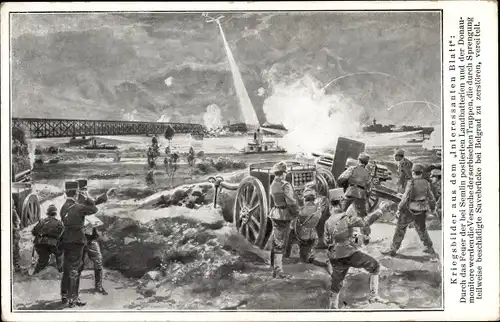 Ak Zemun Semlin Beograd Belgrad Serbien, Donaumonitore, Kuk Kriegsmarine, Savebrücke