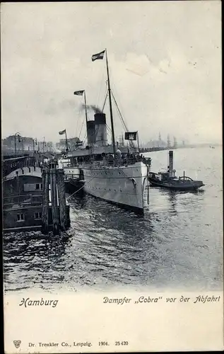 Ak Hamburger Hafen, Dampfer Cobra, Vor der Abfahrt, HAPAG Seebäderdienst