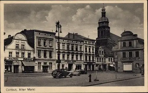 Ak Cottbus in der Niederlausitz, Alter Markt, Geschäfte