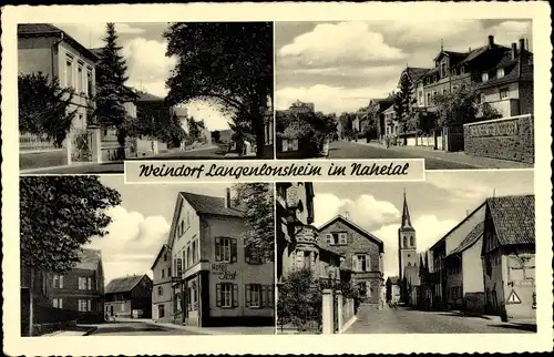 Ak Langenlonsheim an der Nahe Pfalz, Straßenpartien, Kirche