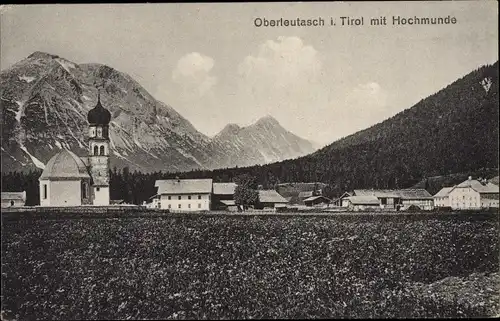 Ak Oberleutasch Tirol Österreich, Blick auf die Kirche mit Hochmunde