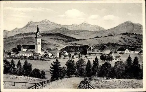 Ak Rottenbuch in Oberbayern, Panorama, Kirche