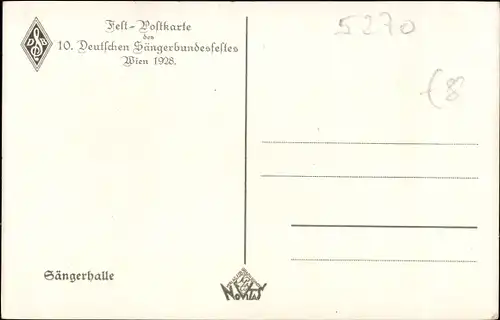 Künstler Ak Wien, 10. Deutsches Sängerbundesfest 1928, Sängerhalle