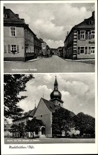 Ak Marktleuthen Oberfranken, Kirchenlamitzer Straße, Kirche, Markt