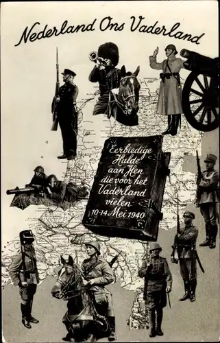 Landkarten Ak Niederländische Soldaten, Nederland Ons Vaterland