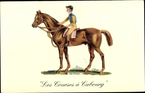 Ak Cabourg Calvados, Les Courses, The Winner, Rennpferd mit Jockey