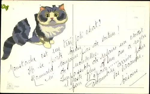 Ak Mächen und zwei kleine Katzen auf einer Wippe