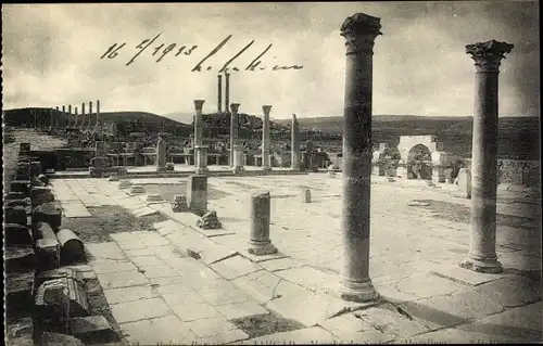Ak Timgad Algerien, Römische Ruinen, Säulen