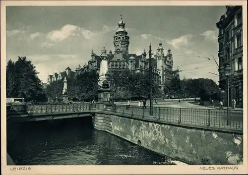 Ak Leipzig in Sachsen, Neues Rathaus, Brücke