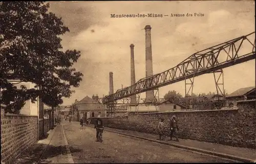Ak Montceau les Mines Saône et Loire, Avenue des Puits