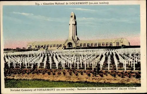 Ak Douaumont Lothringen Meuse, Cimetiére National, tombes, National Friedhof, Gräber