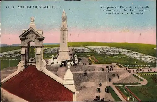 Ak Lorette Loire, Notre Dame, Vue prise du Dome de la Chapelle, Cordonnier, Les Pèlerins du Dimanche