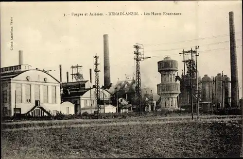 Ak Denain Anzin Nord, Forges et Acieries, les Hauts Fourneaux