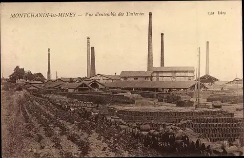 Ak Montchanin les Mines Saône-et-Loire, Teilansicht der Ziegelei