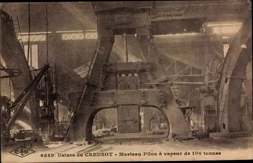 Ak Le Creusot Saône et Loire, Marteau Pilon à vapeur de 100 tonnes