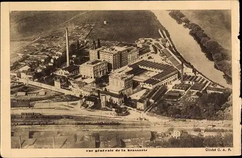 Ak Champigneulles Meurthe et Moselle, Luftbild der Brauerei