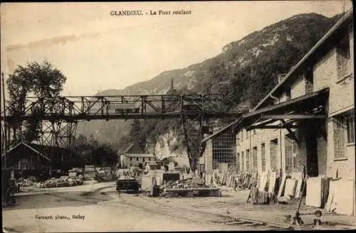 Ak Glandieu Groslée Ain, Le Pont roulant