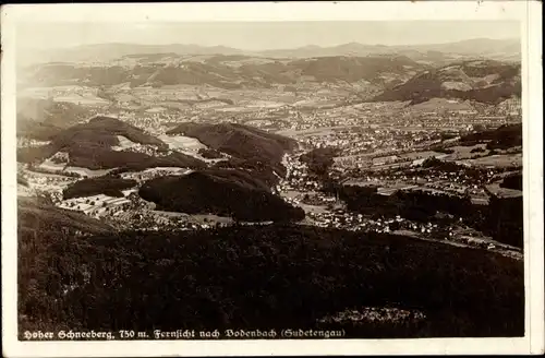 Ak Děčínský Sněžník Hoher Schneeberg Region Aussig, Fernblick nach Bodenbach, Sudetengau