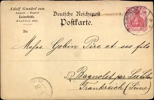 Ak Leinefelde im Eichsfeld Thüringen, Import Export Adolf Gunkel sen.