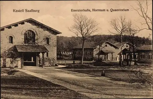 Ak Bad Homburg vor der Höhe, Römerkastell Kastell Saalburg, Exerzierhalle, Horreum und Quaestorium