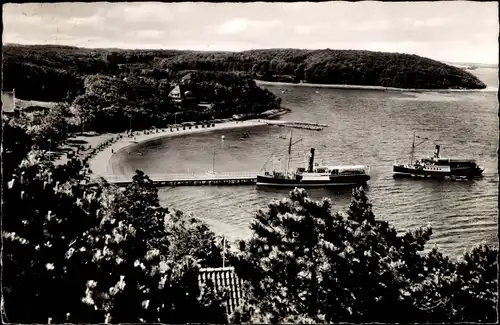 Ak Glücksburg an der Ostsee, Glücksburger Bucht, Dampfer