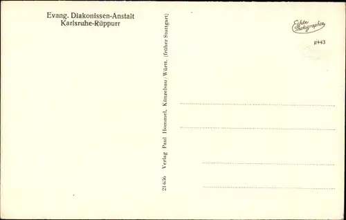 Ak Rüppurr Karlsruhe in Baden, Ev. Diakonissen Anstalt, Feierabendhaus