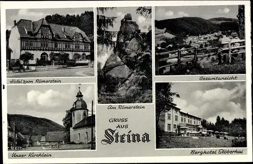 Ak Steina Bad Sachsa im Südharz, Hotel zum Römerstein, Berghotel Stöberhai, Gesamtansicht