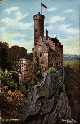 Künstler Ak Hans Boettcher, Honau Lichtenstein in Württemberg, Schloss Lichtenstein