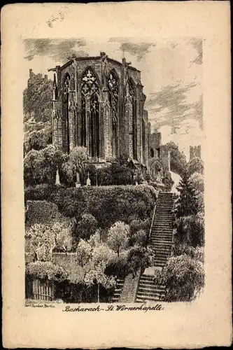 Künstler Ak Bacharach am Rhein, St. Wernerkapelle
