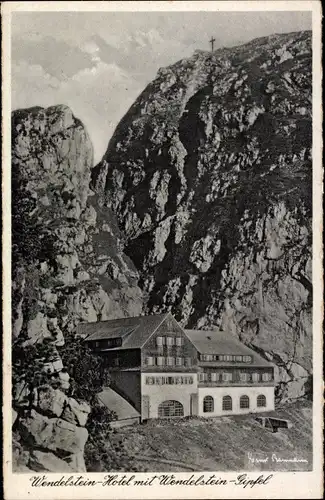 Ak Bayrischzell im Mangfallgebirge Oberbayern, Wendelstein Hotel, Gipfel