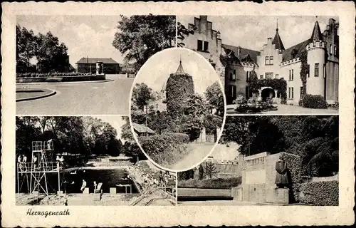 Ak Herzogenrath Nordrhein Westfalen, Turm, Schloss, Denkmal, Freibad