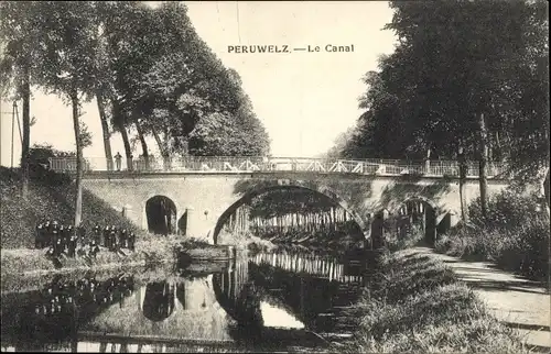 Ak Bon Secours Bonsecours Péruwelz Hennegau, Le Canal, Brücke