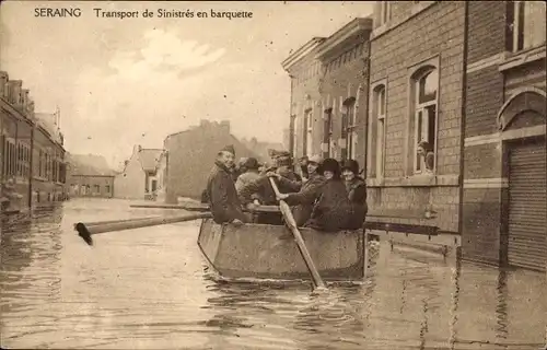 Ak Seraing Wallonien Lüttich, Transport de Sinistres en barquette