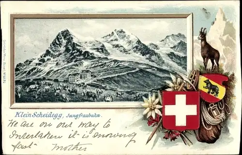 Präge Ak Kanton Bern, Berner Oberland, Kleine Scheidegg, Jungfraubahn, Wappen, Bock