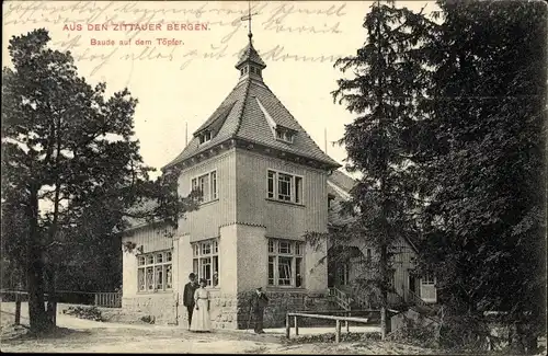 Ak Oybin in der Oberlausitz, Zittauer Gebirge, Baude auf dem Töpfer