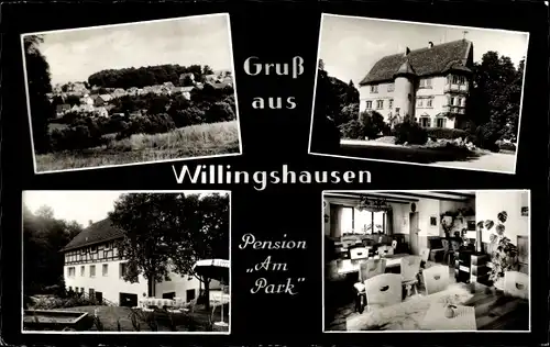 Ak Willingshausen in Hessen, Pension Am Park, Innenansicht, Schloss